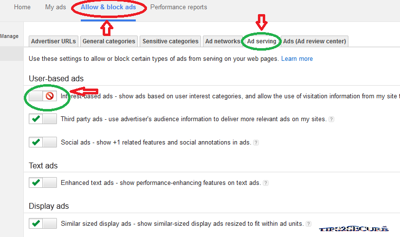 Increase Adsense CTR by deactivating interest based ads