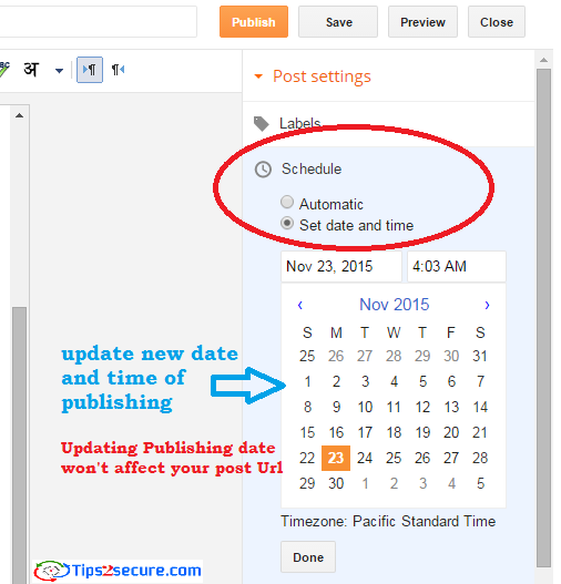 Update older posts with new publishing date to rank in SERP