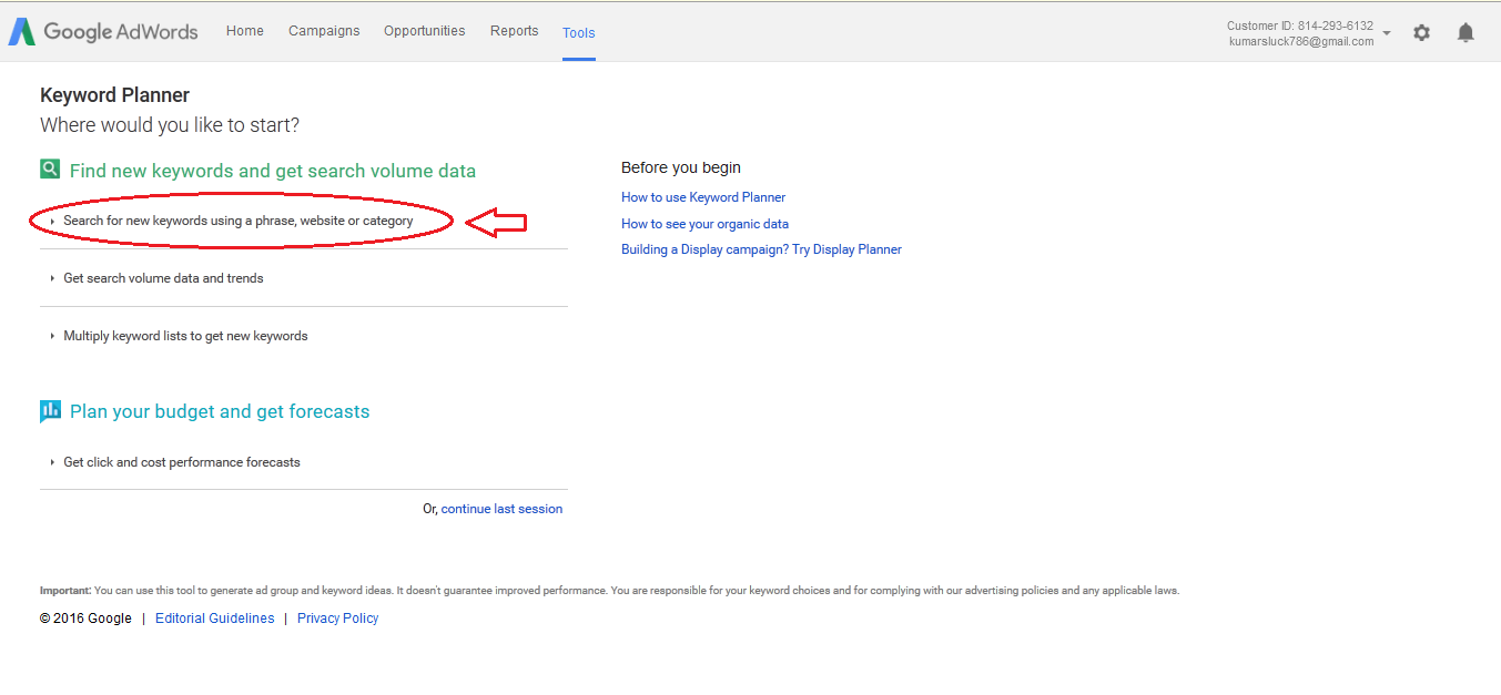 Adwords keyword planner guide
