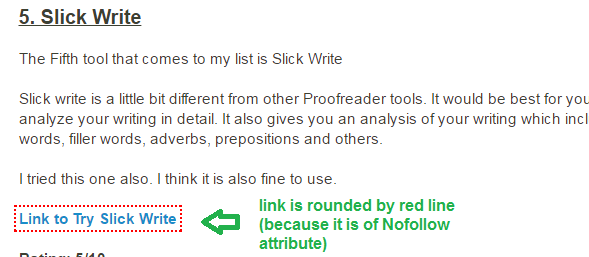 Nofollow links example