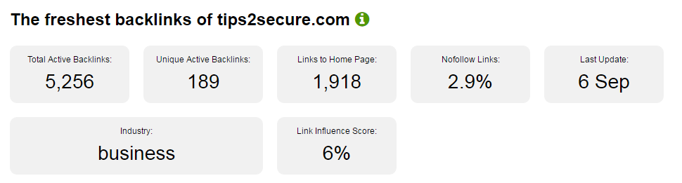 backlinks overview data according to openlinkprofiler