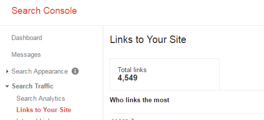 Backlinks count in Google Search Console