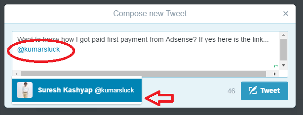 how to mention someone in tweets