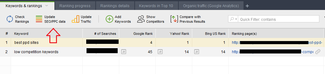 rank tracker results