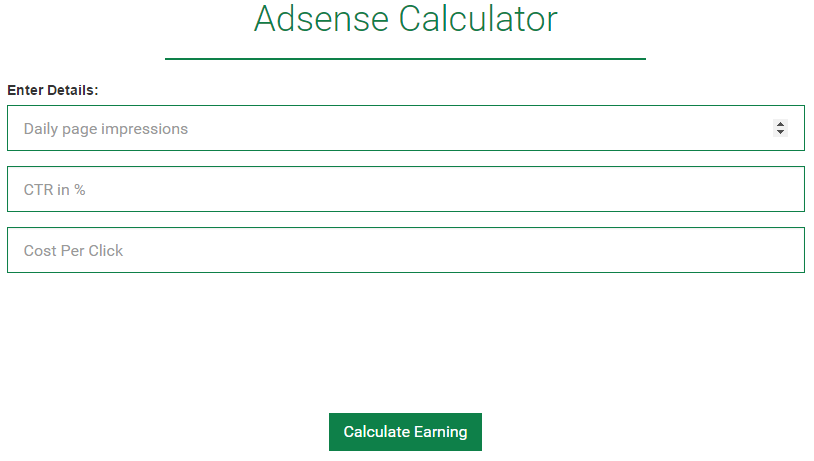 Google Adsensee revenue calculator Google Adsensee revenue calculator