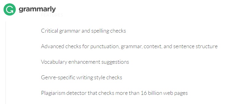 Features of Grammarly