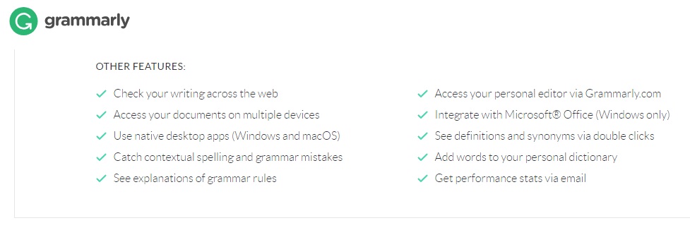 Grammarly proofreading feature