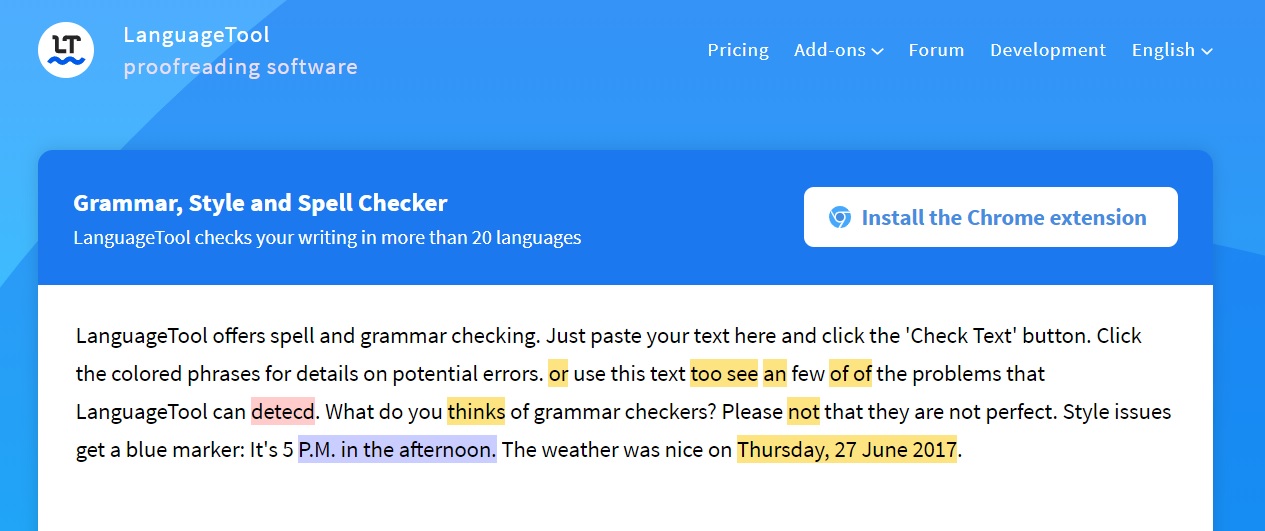 LanguageTool features LanguageTool features