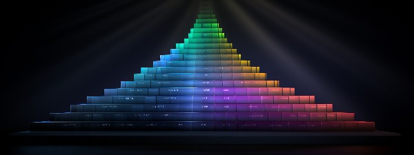 A chart made of stacked blocks on a black background